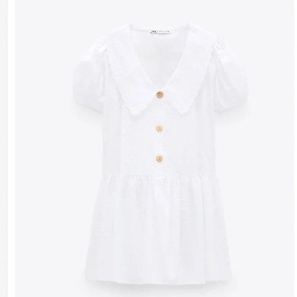 Zara White Buttoned Mini Dress - Picture 4 of 15